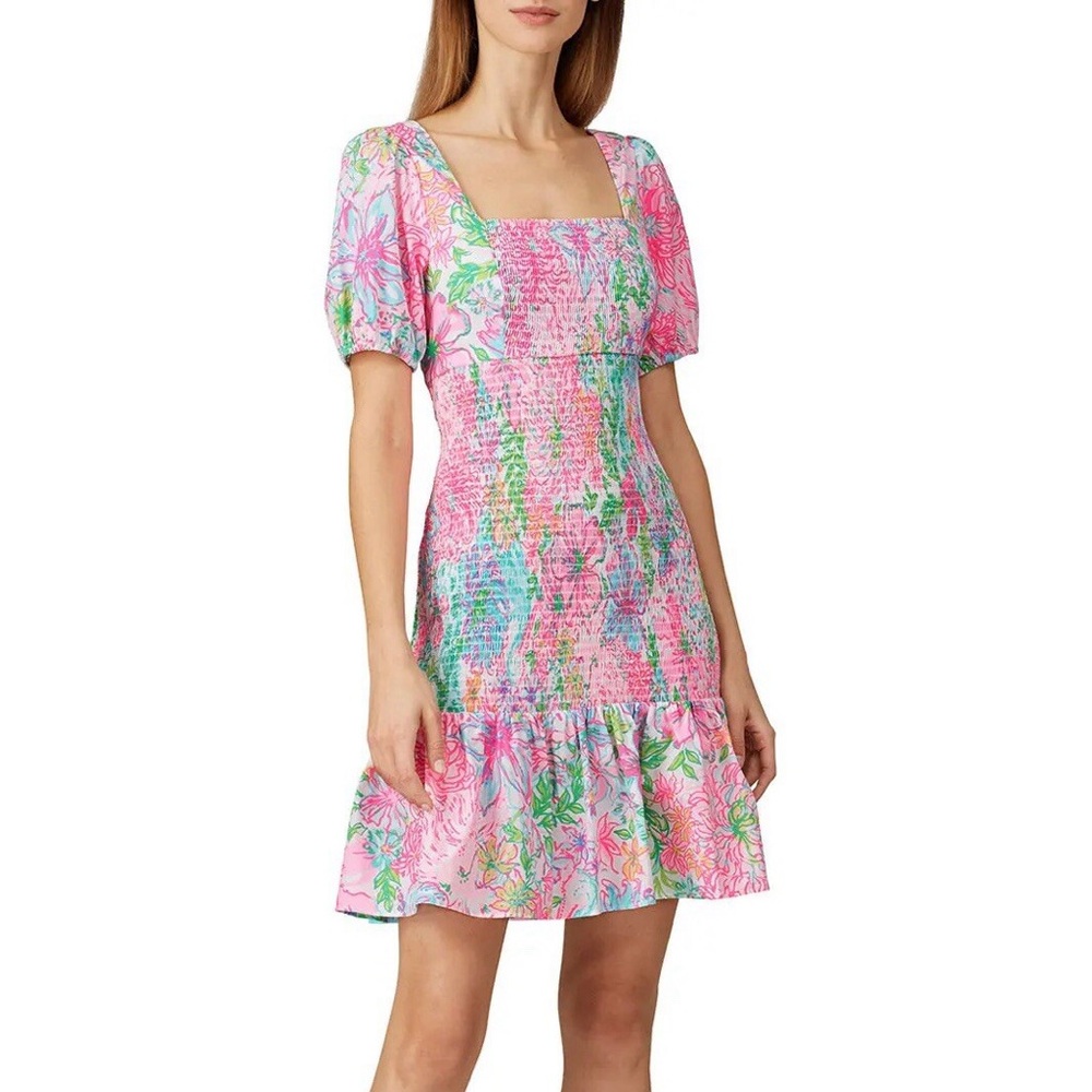 Lilly Pulitzer Pink and
GreenEvelina Floral Midi Dress